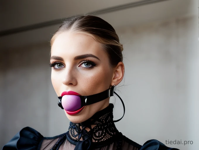 Beautiful woman in ballgag