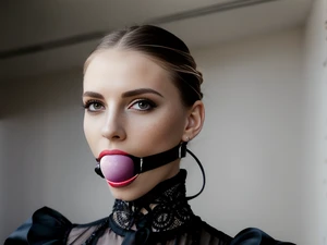 Beautiful woman in ballgag