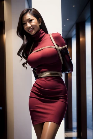 AI generated Asian woman in dress tied up