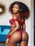 Attractive ebony woman wearing lingerie and high