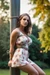 Busty woman in loose sundresses is being tied up